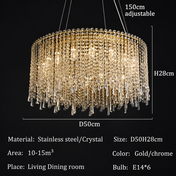 Zynella Luxury Modern Crystal Flush Mount Chandelier for Living & Dining Room