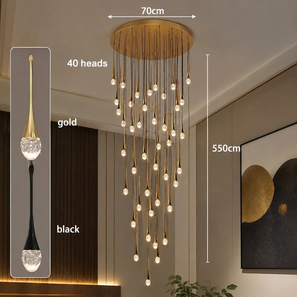 Zynella Cascade:Grand Crystal Staircase & Foyer Chandelier