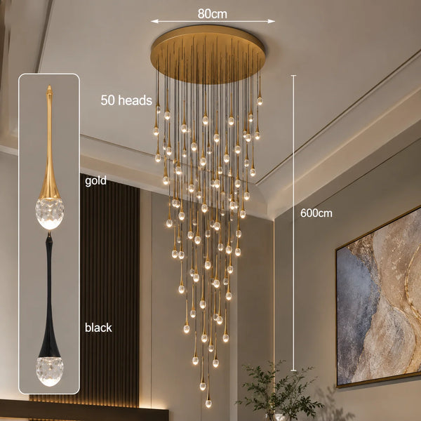 Zynella Cascade:Grand Crystal Staircase & Foyer Chandelier