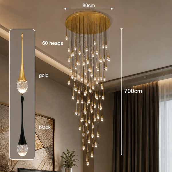 Zynella Cascade:Grand Crystal Staircase & Foyer Chandelier