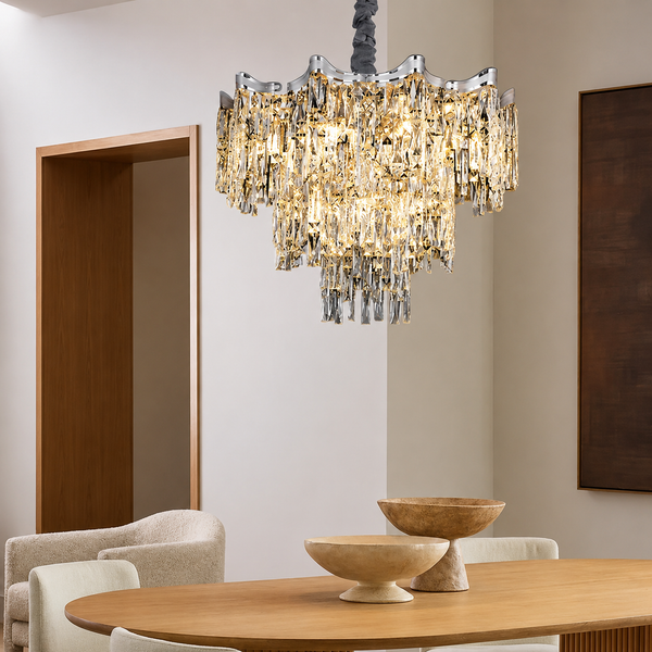 Zynella Elegant Crystal Pendant Light for Living & Dining Room