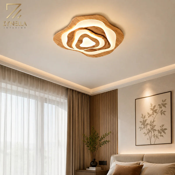 Zynella Zayden Wooden Rattan LED Pendant