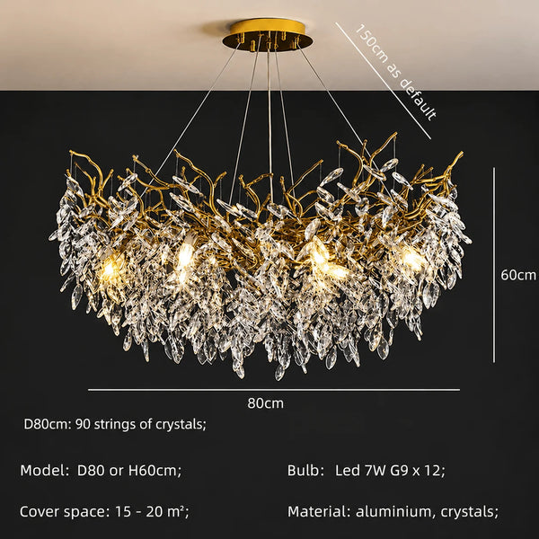Zynella Luxury Crystal Branch Chandelier