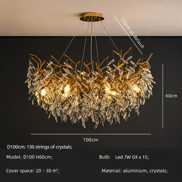 Zynella Luxury Crystal Branch Chandelier