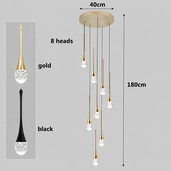 Zynella Cascade:Grand Crystal Staircase & Foyer Chandelier