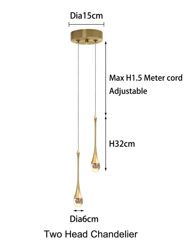 Water Drop Crystal Pendant Refined Modern  Sculptural Spiral LED Fixture