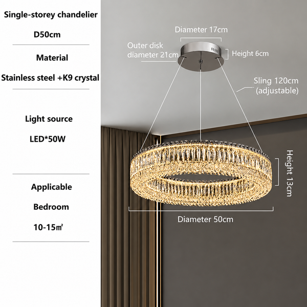 Zynella Modern K9 Crystal LED Chandelier – Luxury Flush Mount Ceiling Light