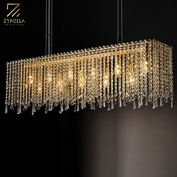 Zynella Luxury Modern Crystal Flush Mount Chandelier for Living & Dining Room