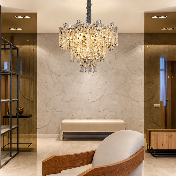 Zynella Elegant Crystal Pendant Light for Living & Dining Room