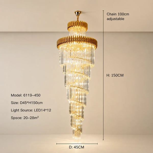 Zynella Black & Gold Luxury Crystal Pendant Chandelier