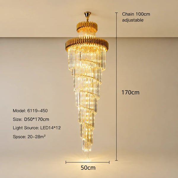 Zynella Black & Gold Luxury Crystal Pendant Chandelier