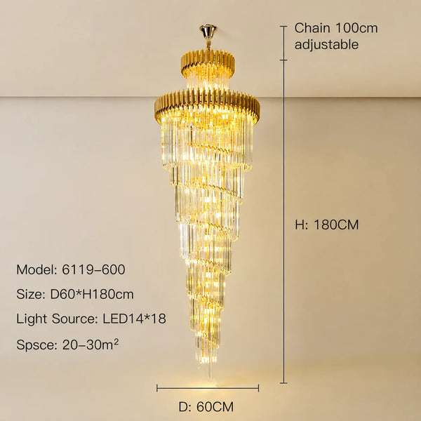 Zynella Black & Gold Luxury Crystal Pendant Chandelier