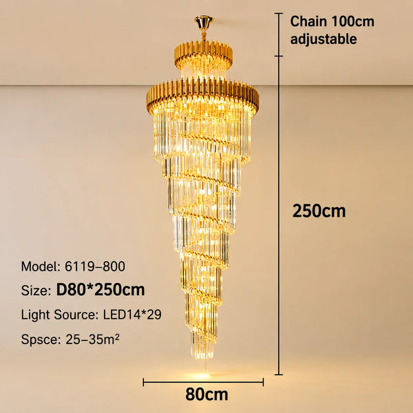 Zynella Black & Gold Luxury Crystal Pendant Chandelier