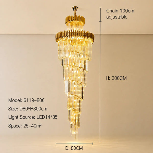 Zynella Black & Gold Luxury Crystal Pendant Chandelier