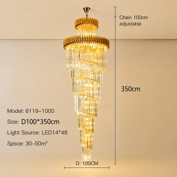 Zynella Black & Gold Luxury Crystal Pendant Chandelier