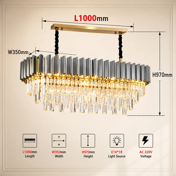 Cuban Grey Crystal Chandelier