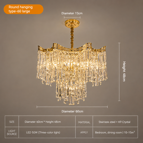 Zynella Elegant Crystal Pendant Light for Living & Dining Room