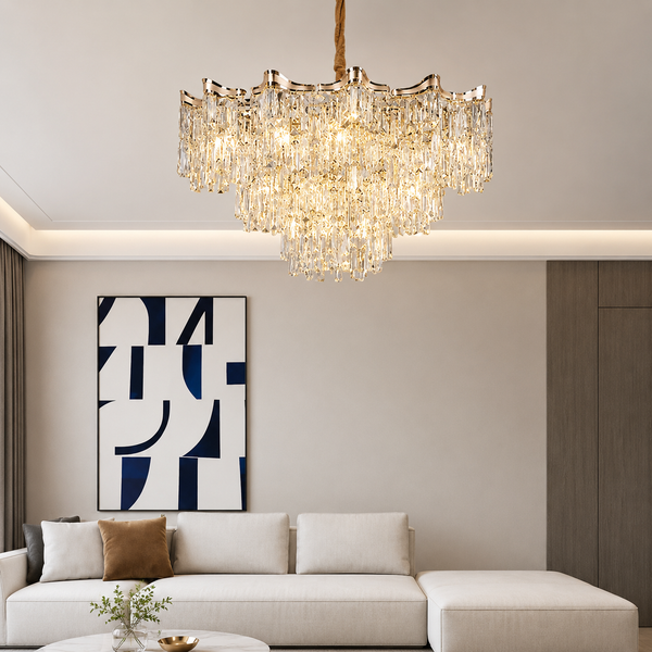 Zynella Elegant Crystal Pendant Light for Living & Dining Room
