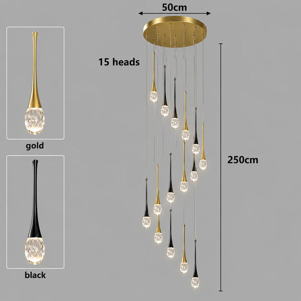 Zynella Cascade:Grand Crystal Staircase & Foyer Chandelier