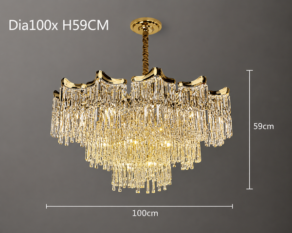 Zynella Elegant Crystal Pendant Light for Living & Dining Room