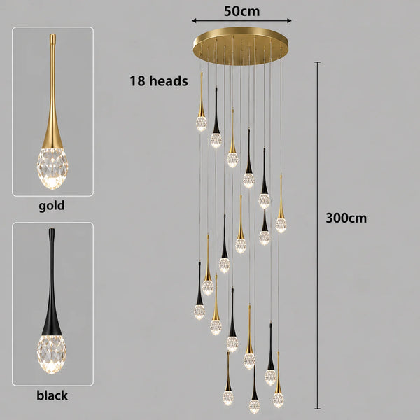 Zynella Cascade:Grand Crystal Staircase & Foyer Chandelier