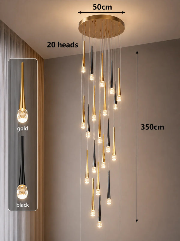 Zynella Cascade:Grand Crystal Staircase & Foyer Chandelier