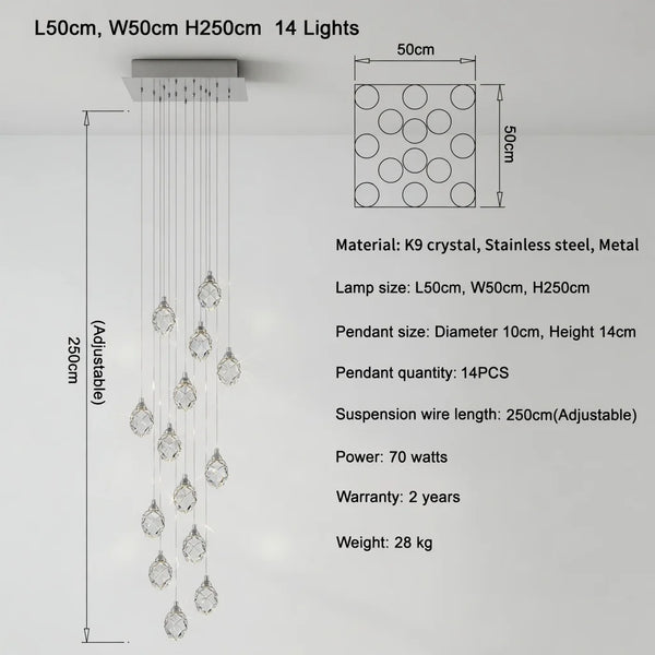 Elodie Spiral Crystal Chandelier