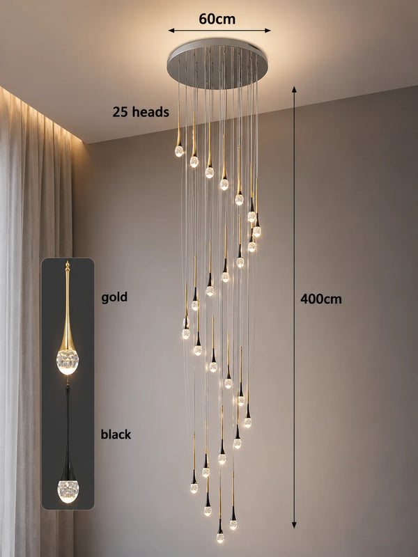 Zynella Cascade:Grand Crystal Staircase & Foyer Chandelier