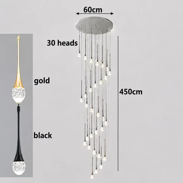 Zynella Cascade:Grand Crystal Staircase & Foyer Chandelier