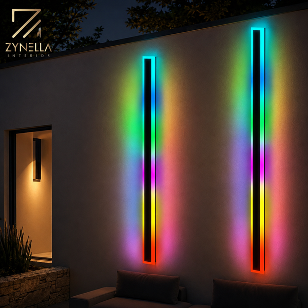 Zynella Chroma: Smart WiFi RGB Linear Outdoor Sconce (IP65 Waterproof)