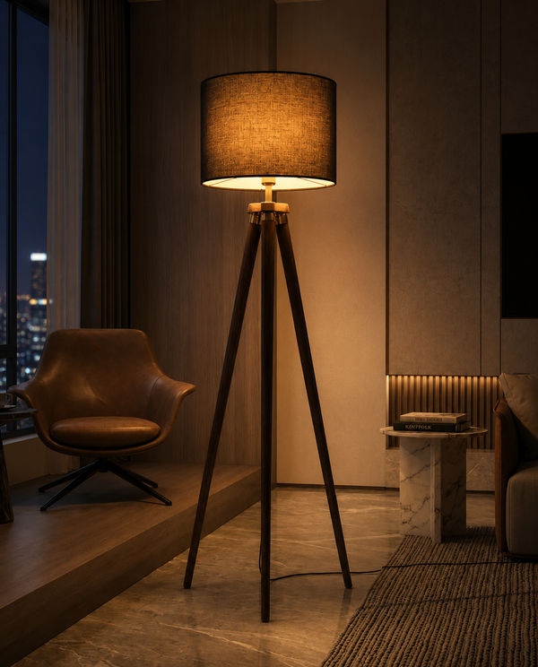 Lillian Wooden Shade Floor Lamp