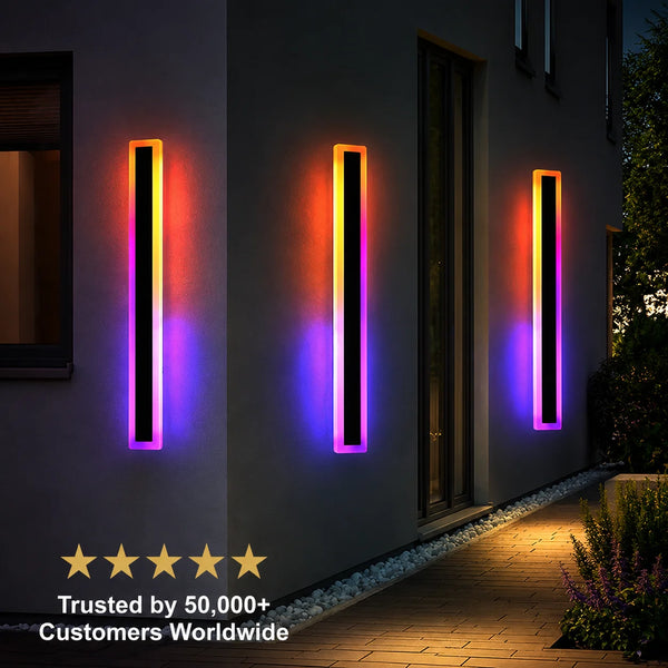Zynella Chroma: Smart WiFi RGB Linear Outdoor Sconce (IP65 Waterproof)