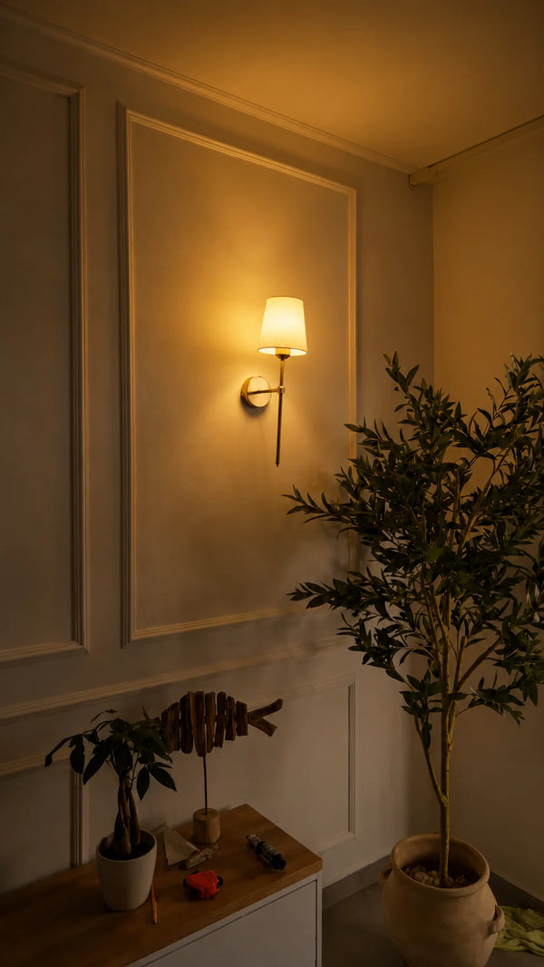 Zynella Renaissance: Wireless Gold Wall Sconces (Set of 2)