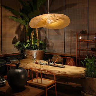 Zynella Bamboo Weaving Lamp Modern  Sleek Linear Suspension Light