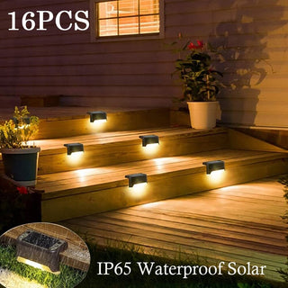 LED Solar Staircase Lights Modern Geometric Design Lamp