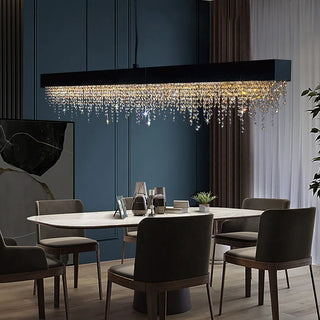 Zara Crystal Rectangle Chandelier Chic Modern  Elegant Teardrop LED Pendant