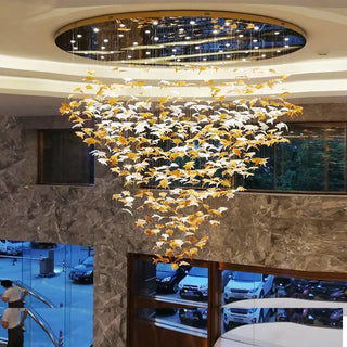 Maple Leaf Crystal Chandelier Modern  Vintage Brass Accent Lighting