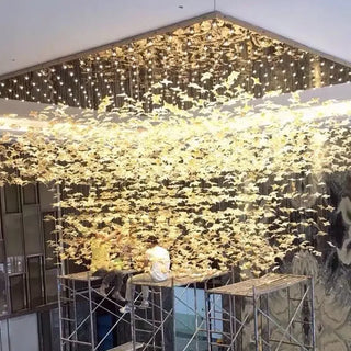 Maple Leaf Crystal Chandelier Modern  Vintage Brass Accent Lighting