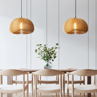 Pumpkin Pendant Chic Modern  Scandinavian Wooden Accent Light