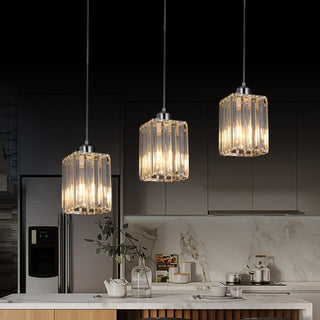 Modern Crystal Glass Pendant Light Modern  Sleek Linear Suspension Light