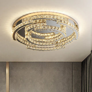 Hampstead Crystal Chandelier Modern  Bohemian Rattan Woven Pendant