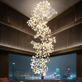 Ginkgo Leaf Chandelier Modern  Classic Drum Shade Ceiling Light