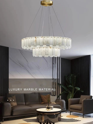 Zadie Marble Alabaster Chandeliers Chic Modern  Minimalist Round Flush Mount