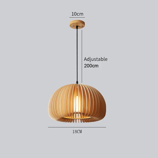Pumpkin Pendant Chic Modern  Scandinavian Wooden Accent Light