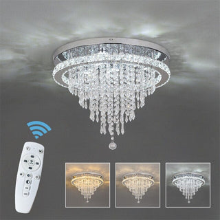 Ava Crystal LED Chandelier Modern  Scandinavian Wooden Accent Light