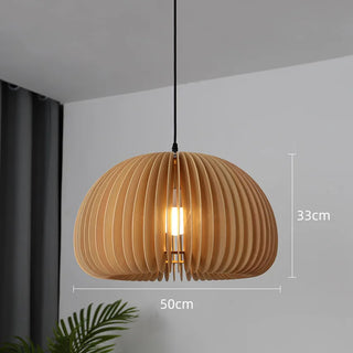 Pumpkin Pendant Chic Modern  Scandinavian Wooden Accent Light