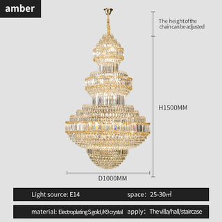 Zynella Royal Crystal Chandelier Refined Modern  Ultra Slim LED Panel Lighting