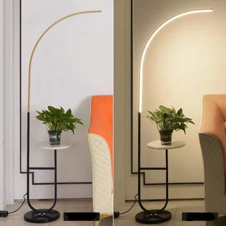 Klevin Marble Tray Floor Lamp Modern  Sculptural Spiral LED Fixture