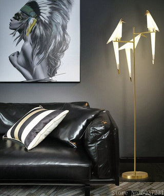 Nordic Acrylic Bird Floor Lamp Modern  Bohemian Rattan Woven Pendant