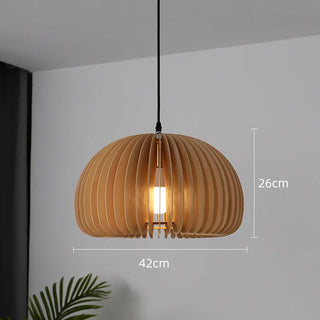 Pumpkin Pendant Chic Modern  Scandinavian Wooden Accent Light
